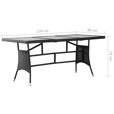 vidaXL Garden Table Black 170x80x74 cm Poly Rattan