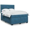 vidaXL Box Spring Bed with Mattress Blue 140x190 cm Velvet