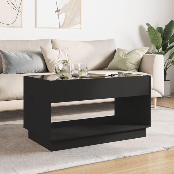 vidaXL Coffee Table with Infinity LED Black 90x50x50 cm