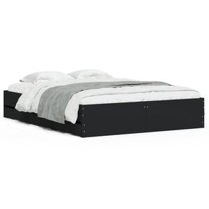 vidaXL Bed Frame with Drawers without Mattress Black 140x190 cm