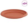 vidaXL Round Flower Tray 24 pcs Brick Red &Oslash; 21.5 x 2.5 cm Plastic