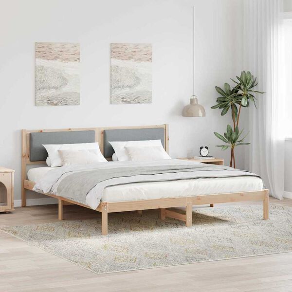 vidaXL Bed Frame Light Grey 200 x 200 cm Solid Pine Wood