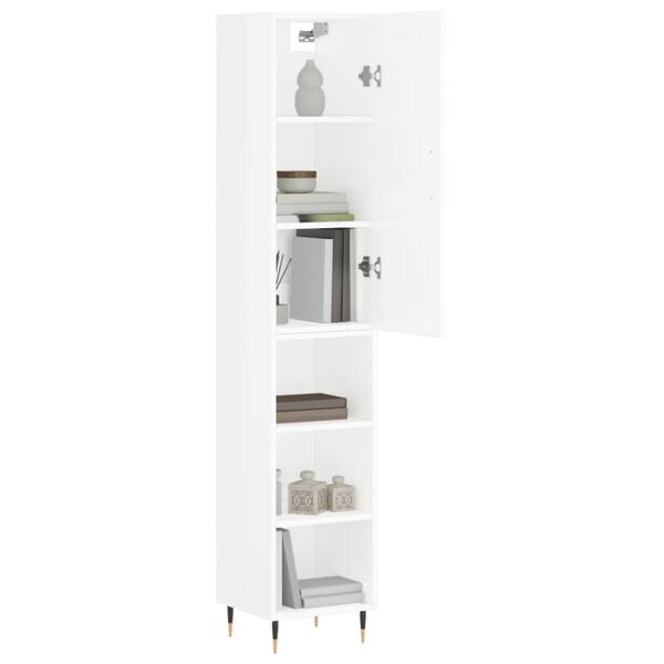 vidaXL Highboard High Gloss White 34.5x34x180 cm Engineered Wood