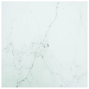 vidaXL Table Top White 60x60 cm 6 mm Tempered Glass with Marble Design