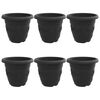 vidaXL Round Flower Pot 6 pcs Black &Oslash; 39 x 32 cm Plastic