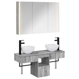 vidaXL Bathroom Cabinet Set 4 pcs Grey Sonoma 103.5 x 15.5 x 70 cm