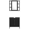 vidaXL Bathroom Vanity Units with Shelf 3 pcs Black Engineered wood