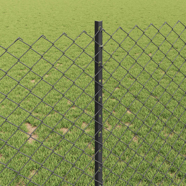 vidaXL Fence with Post Grey 1 x 10 m Steel and PVC