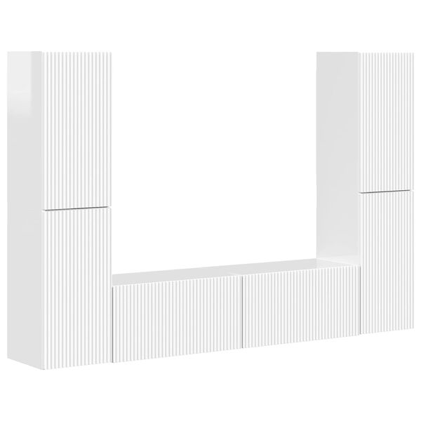 vidaXL TV Cabinet Set 6 pcs High Gloss White Engineered Wood