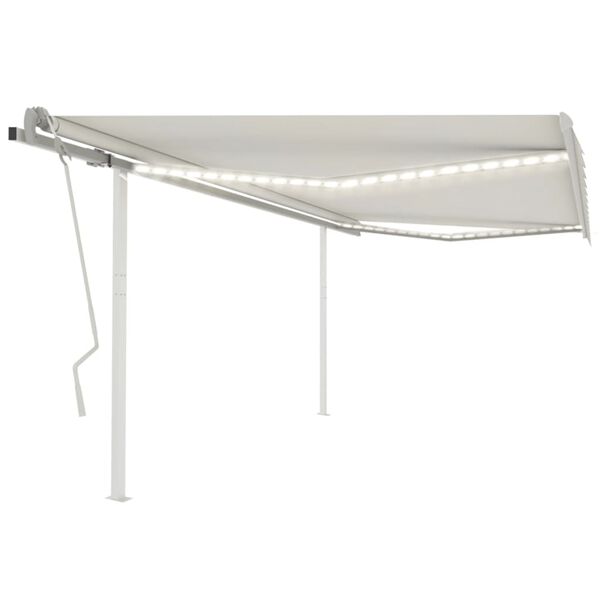 vidaXL Manual Retractable Awning with LED 4x3.5 m Cream