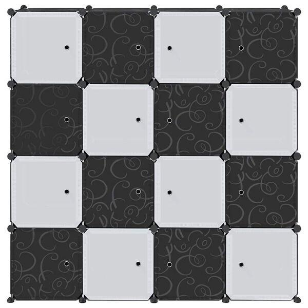 vidaXL Storage Cube Organiser with 16 Cubes and Hanging Rods PP