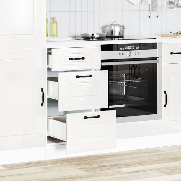 vidaXL Kitchen Base Cabinet "Kalmar" High Gloss White Engineered Wood