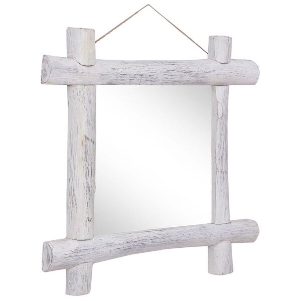 vidaXL Log Mirror White 70x70 cm Solid Reclaimed Wood