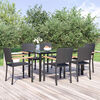 vidaXL 7 Piece Garden Dining Set Black Poly Rattan