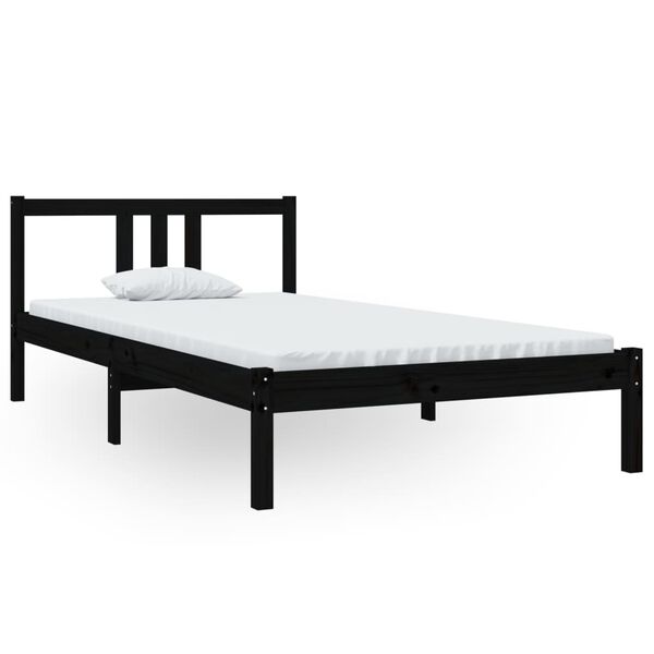 vidaXL Bed Frame without Mattress Black Solid Wood 100x200 cm