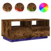 vidaXL Coffee Table with LED Lights Smoked Oak 90x49x40 cm