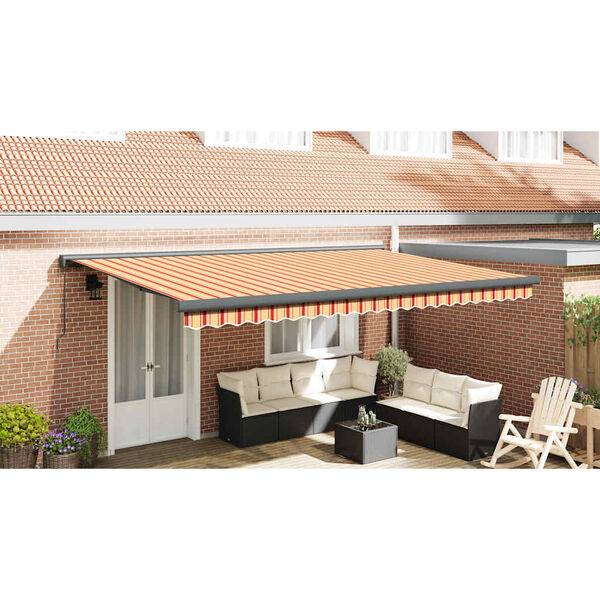 vidaXL Retractable Awning Yellow and White 4x3 m Fabric and Aluminium