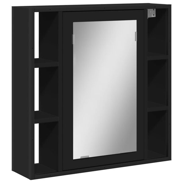 vidaXL Bathroom Mirror Cabinet Black 60x16x60 cm Engineered Wood