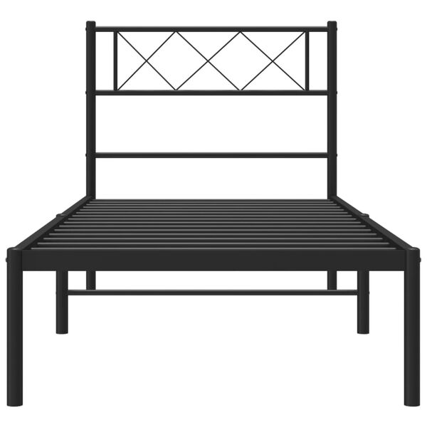 vidaXL Metal Bed Frame without Mattress with Headboard Black 75x190cm