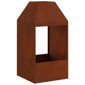 vidaXL Fire Pit Brown 50 x 50 x 100 cm Weathering Steel