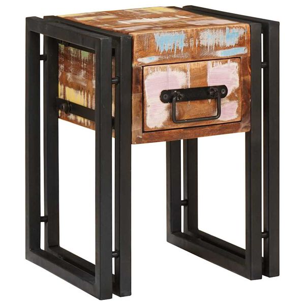 vidaXL End Table with Drawer 30 x 30 x 40 cm Solid Reclaim Wood