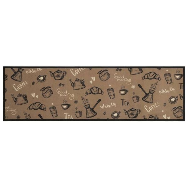 vidaXL Kitchen Rug Washable Morning Brown 45x150 cm Velvet