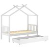 vidaXL Kids Bed Frame with a Drawer White Solid Pine Wood 80x160 cm
