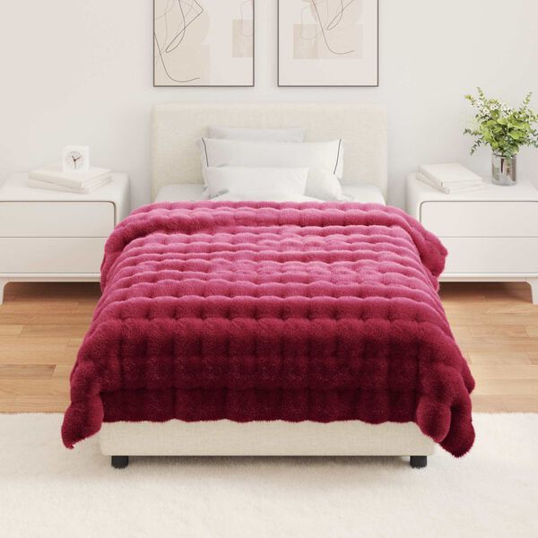 vidaXL Anti-Slip Faux Rabbit Fur Blanket Olite 4 pcs Bordeaux Red
