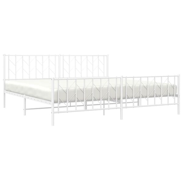 vidaXL Metal Bed Frame without Mattress with Footboard White 200x200cm