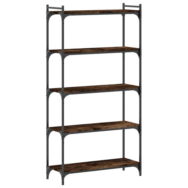 vidaXL Bookcase 5-Tier Smoked Oak 80x30x154 cm Engineered Wood