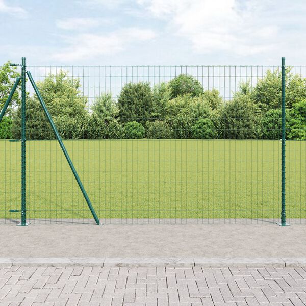 vidaXL Fence with Post Green 1.2 x 25 m Steel and PVC