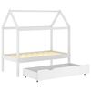 vidaXL Kids Bed Frame with a Drawer White Solid Pine Wood 70x140 cm