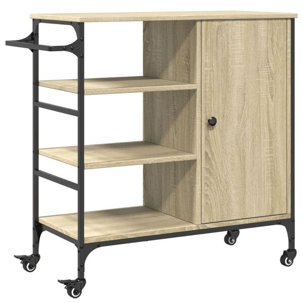 vidaXL Kitchen Trolley Sonoma Oak 87.5x38.5x84.5 cm Engineered Wood