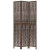 vidaXL Room Divider 3 Panels Dark Brown Solid Wood Paulownia