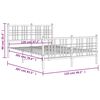 vidaXL Metal Bed Frame without Mattress with Footboard White 120x200cm
