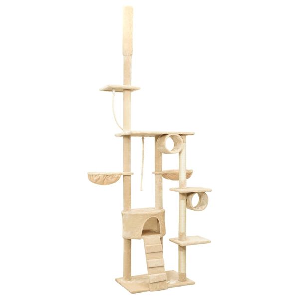 vidaXL Floor to Ceiling Cat Tree Beige 220-240 cm