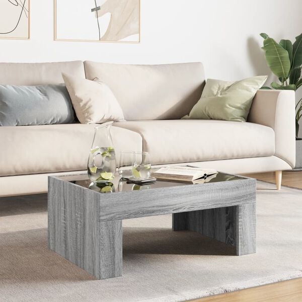 vidaXL Coffee Table with Infinity LED Grey Sonoma 70x50x30 cm