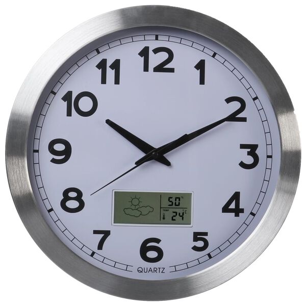 Perel Wall Clock 35 cm White and Sliver