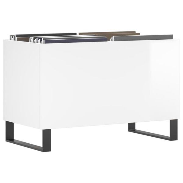 vidaXL Record Cabinet High Gloss White 74.5x38x48 cm Engineered Wood