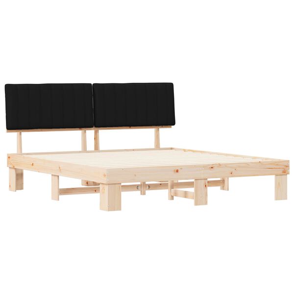 vidaXL Bed Frame with Upholstered Headboard Black 180 x 200 cm