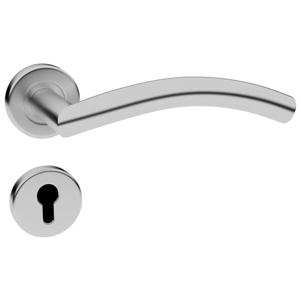vidaXL Curved Door Handle Set with PZ Profile Cylinder Stainless Steel