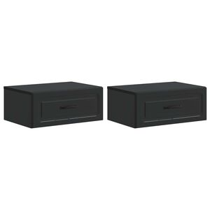 vidaXL Wall-Mounted Bedside Cabinet 2 pcs Black 49 x 34.5 x 20 cm