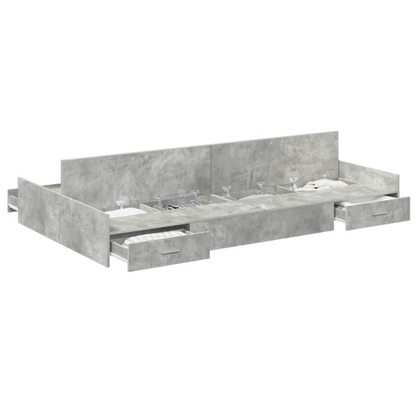 vidaXL Storage Bed Frame Concrete Grey 120 x 200 cm Engineered Wood