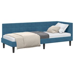 vidaXL Corner Bed Frame with Headboard Blue 80 cm x 200 cm Velvet