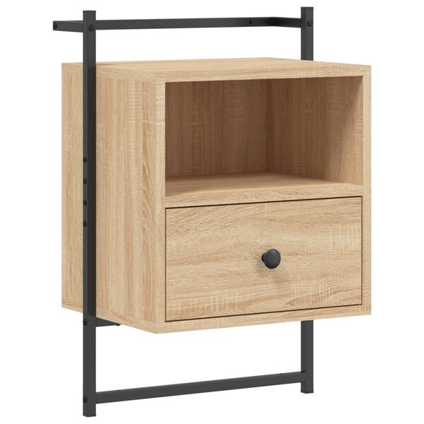 vidaXL Bedside Cabinet Wall-mounted Sonoma Oak 40x30x61 cm Engineered Wood