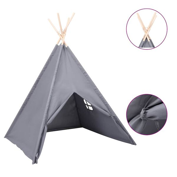 vidaXL Children Teepee Tent with Bag Peach Skin Grey 120x120x150 cm