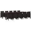 vidaXL Garden Dining Set with Cushion 11 pcs Brown Rattan