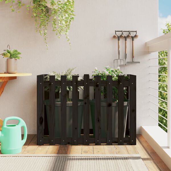 vidaXL Garden Raised Bed with Fence Design Black 100x50x70 cm Solid Wood Pine