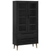 vidaXL Glass Display Cabinet MOLDE 90 x 35 x 175 cm Solid Pine Wood
