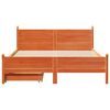 vidaXL Bed Frame without Mattress Wax Brown 135x190 cm Double Solid Wood Pine
